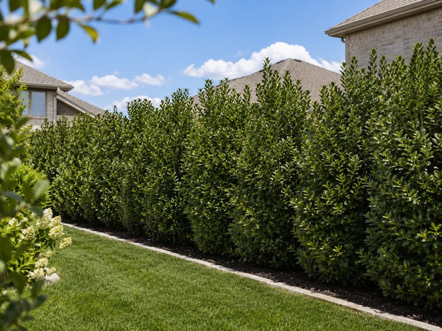 Neighbor screen example โ evergreen hedge along a shared residential property line