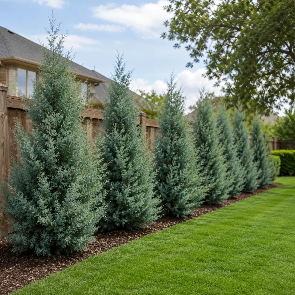 Arizona Cypress privacy hedge line โ hedge screen planning example